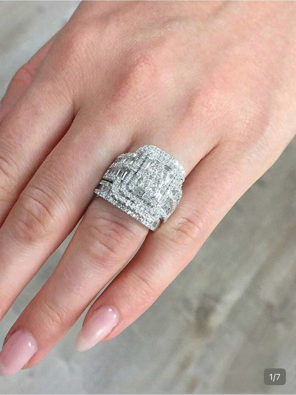 Silver Crystal Pavé Statement Ring - Women's Jewelry